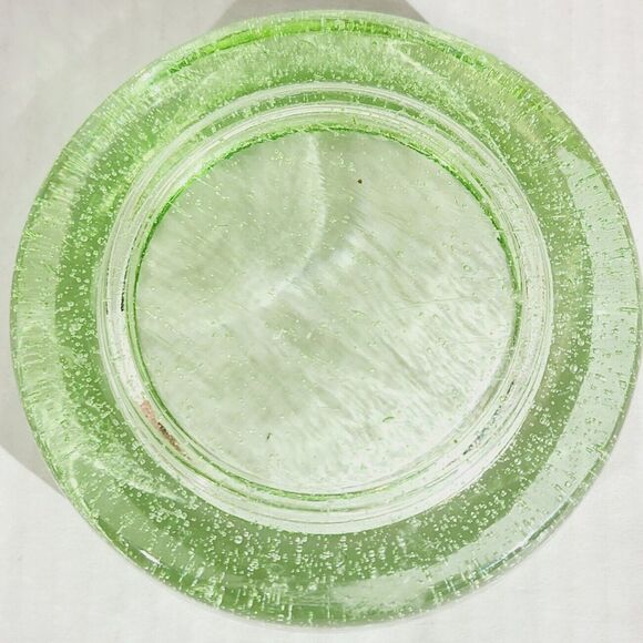 Indiana Glass Candle Holder Votive Pillar Green Bubble Vtg Home Decor Funky - Picture 3 of 5